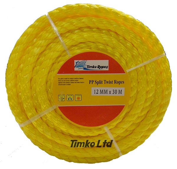 10mm Yellow Polypropylene Rope x 30m Coil